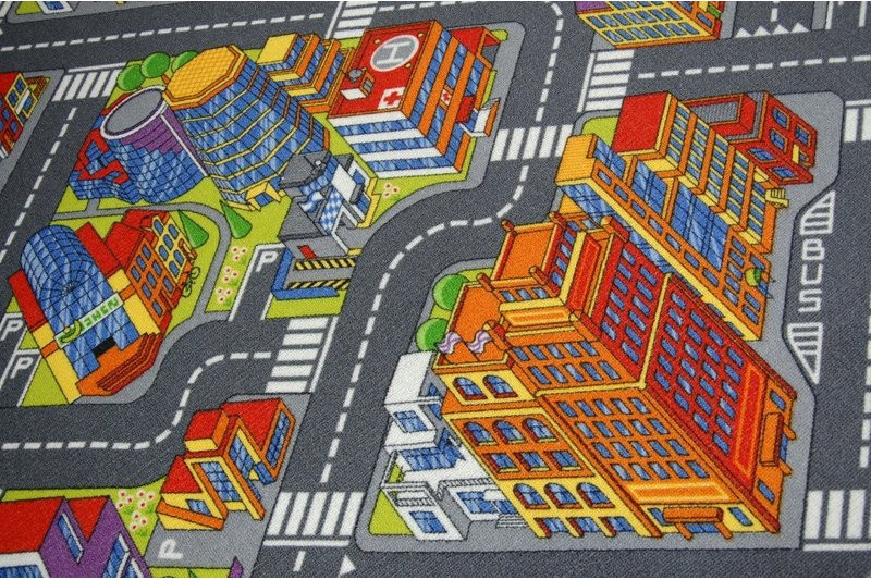 Dětský  Koberec BIG CITY kruh Šedý