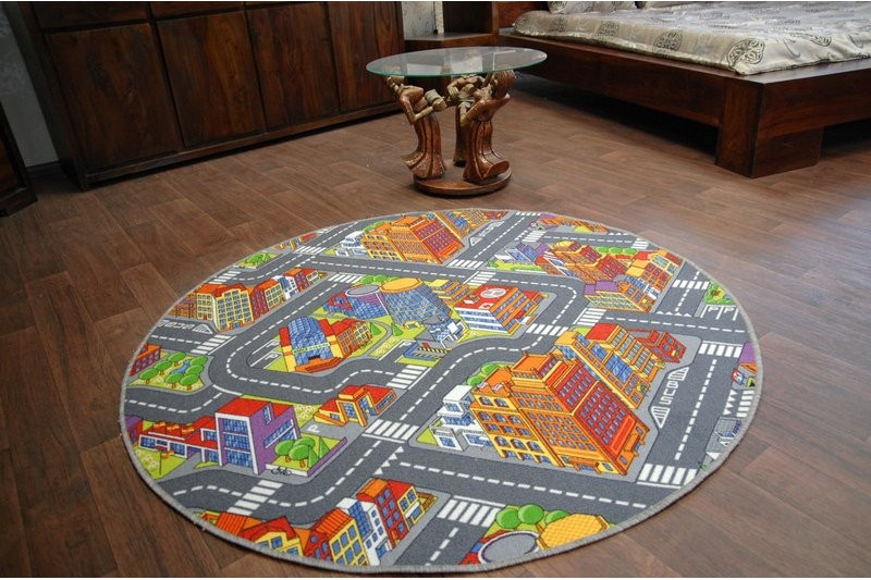 Dětský  Koberec BIG CITY kruh Šedý