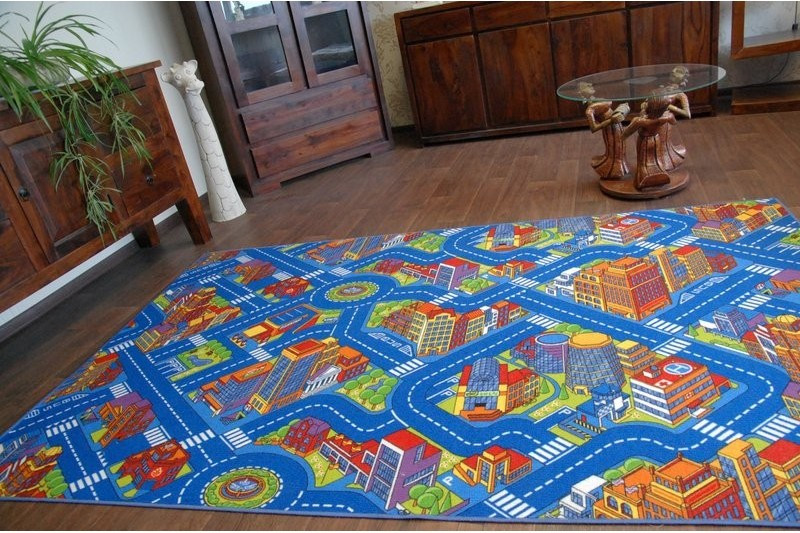 Dětský koberec BIG CITY modrý