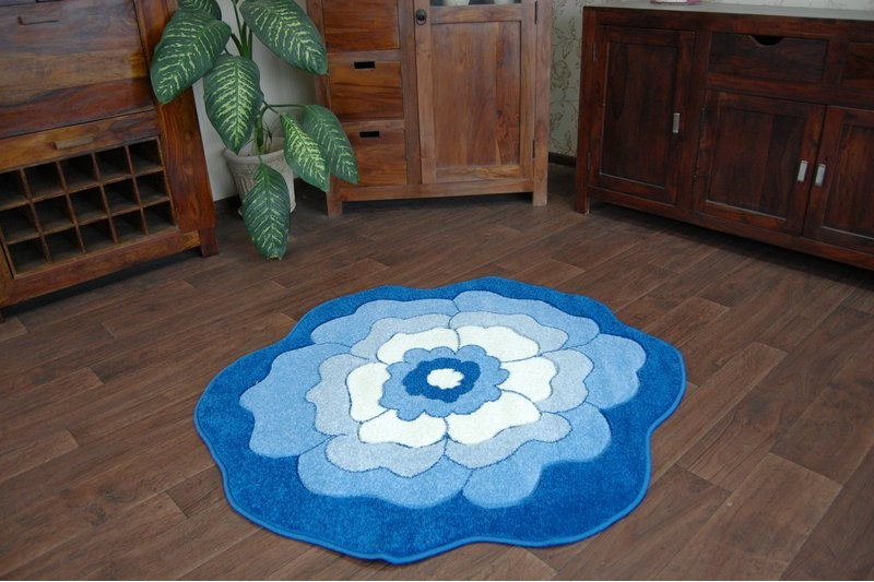 Dětský koberec Happy C273 modrý kvítek