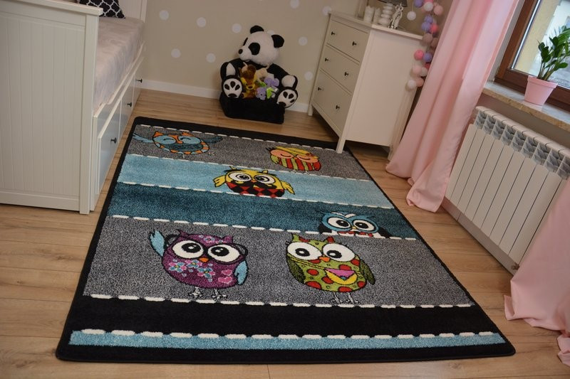 Dětský koberec Kids Owls šedý C426