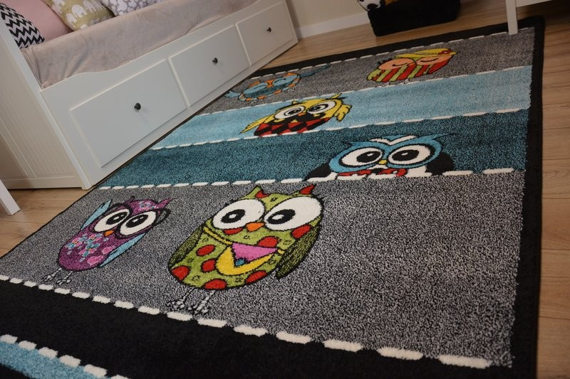 Dětský koberec Kids Owls šedý C426