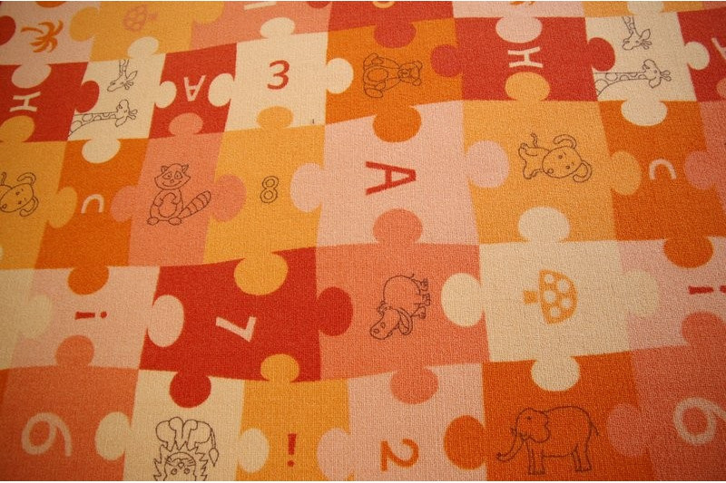 Dětský koberec PUZZLE oranžový - Výprodej