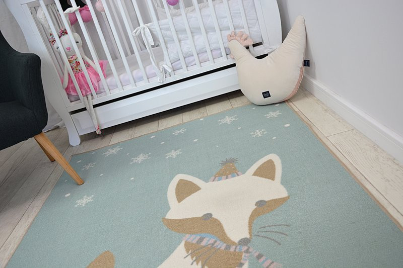 Dětský protiskluzový koberec LOKO Líška zelený