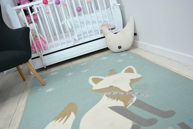 Dětský protiskluzový koberec LOKO Líška zelený