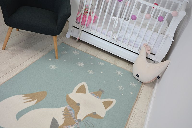 Dětský protiskluzový koberec LOKO Líška zelený