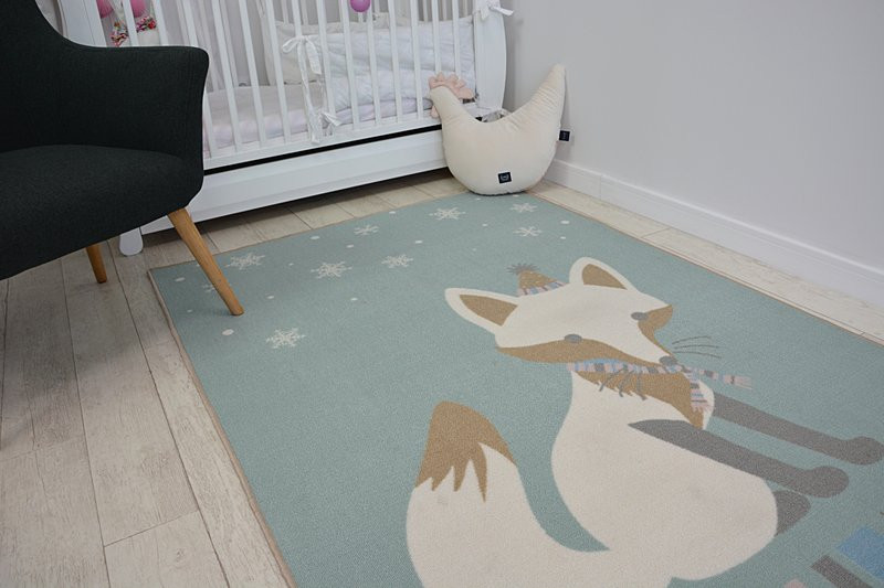 Dětský protiskluzový koberec LOKO Líška zelený