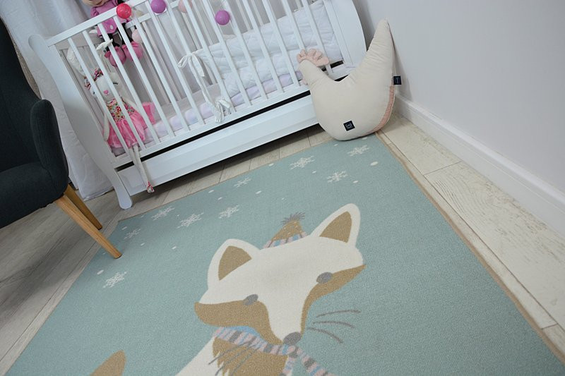 Dětský protiskluzový koberec LOKO Líška zelený