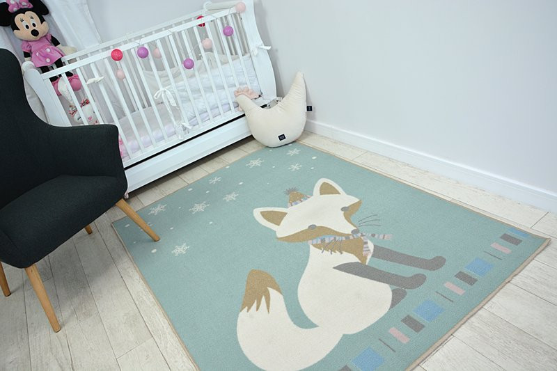 Dětský protiskluzový koberec LOKO Líška zelený