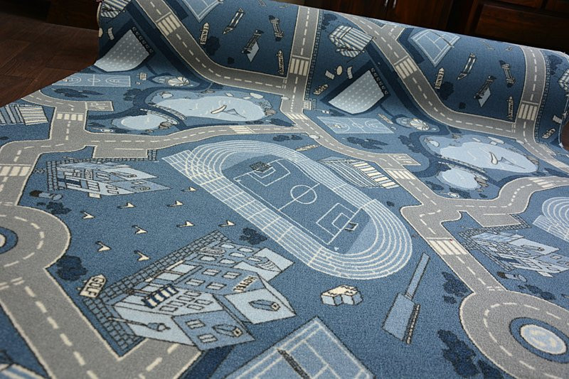 Dětský protiskluzový koberec STREET nebeský