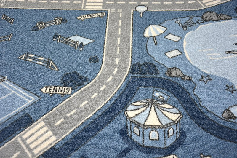 Dětský protiskluzový koberec STREET nebeský