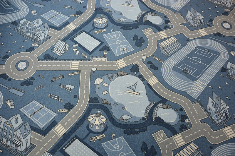 Dětský protiskluzový koberec STREET nebeský