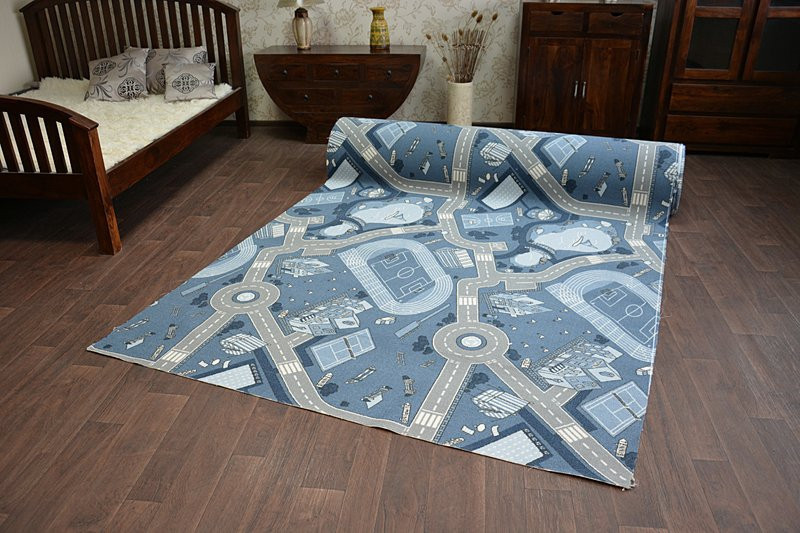 Dětský protiskluzový koberec STREET nebeský