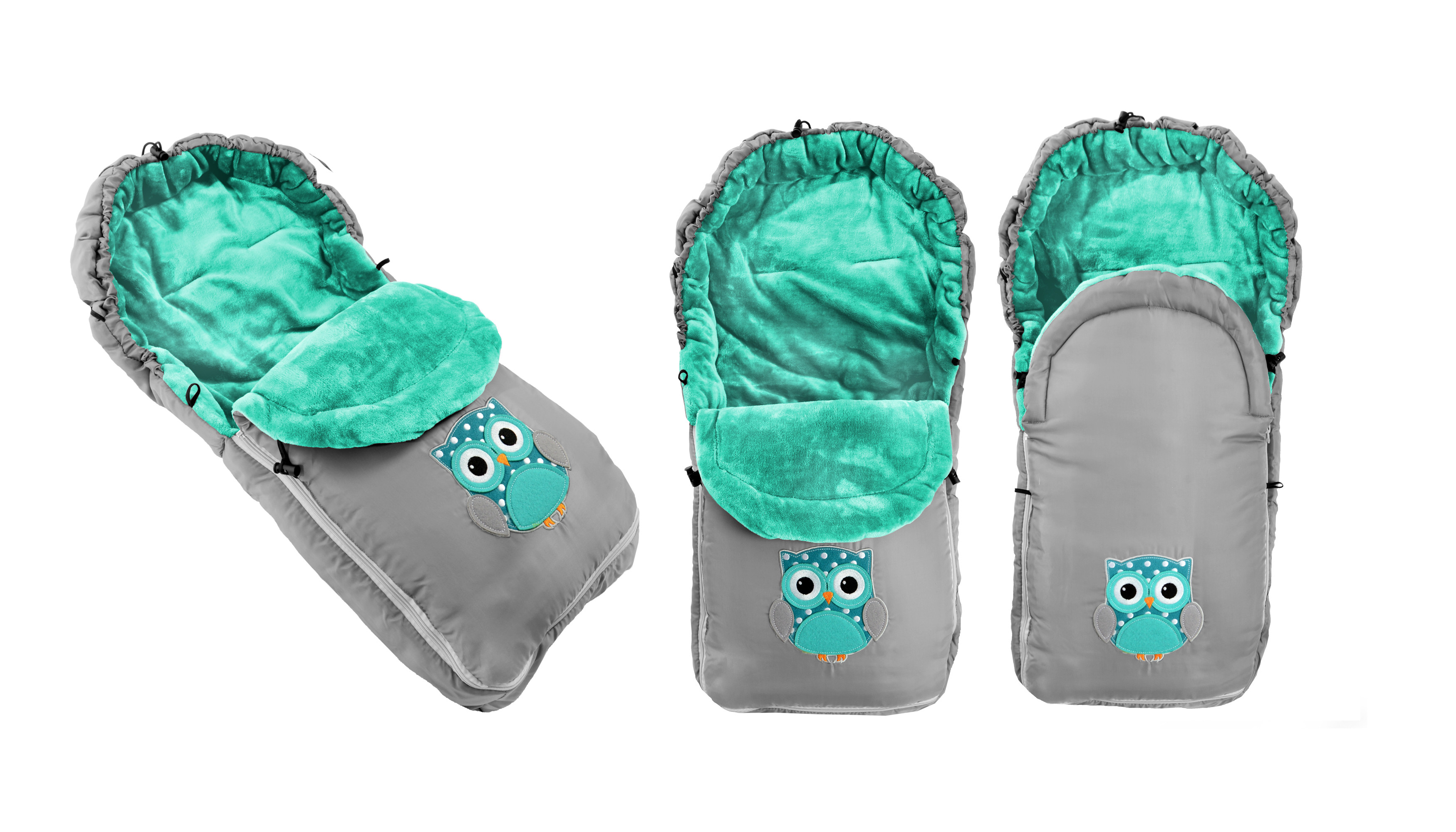 Dětský spací pytel SOVA šedá-mátová