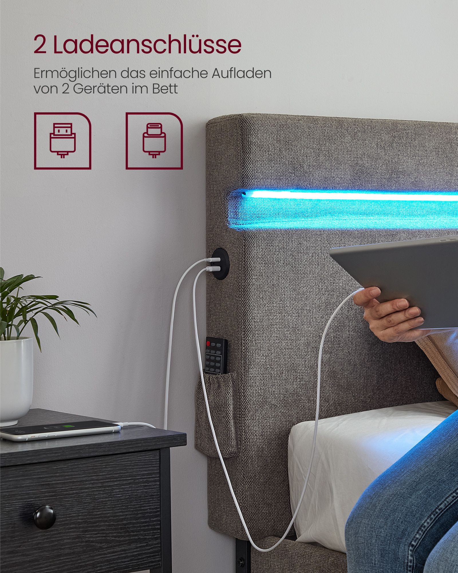 Kovová manželská postel s LED 140 cm RMB802G71