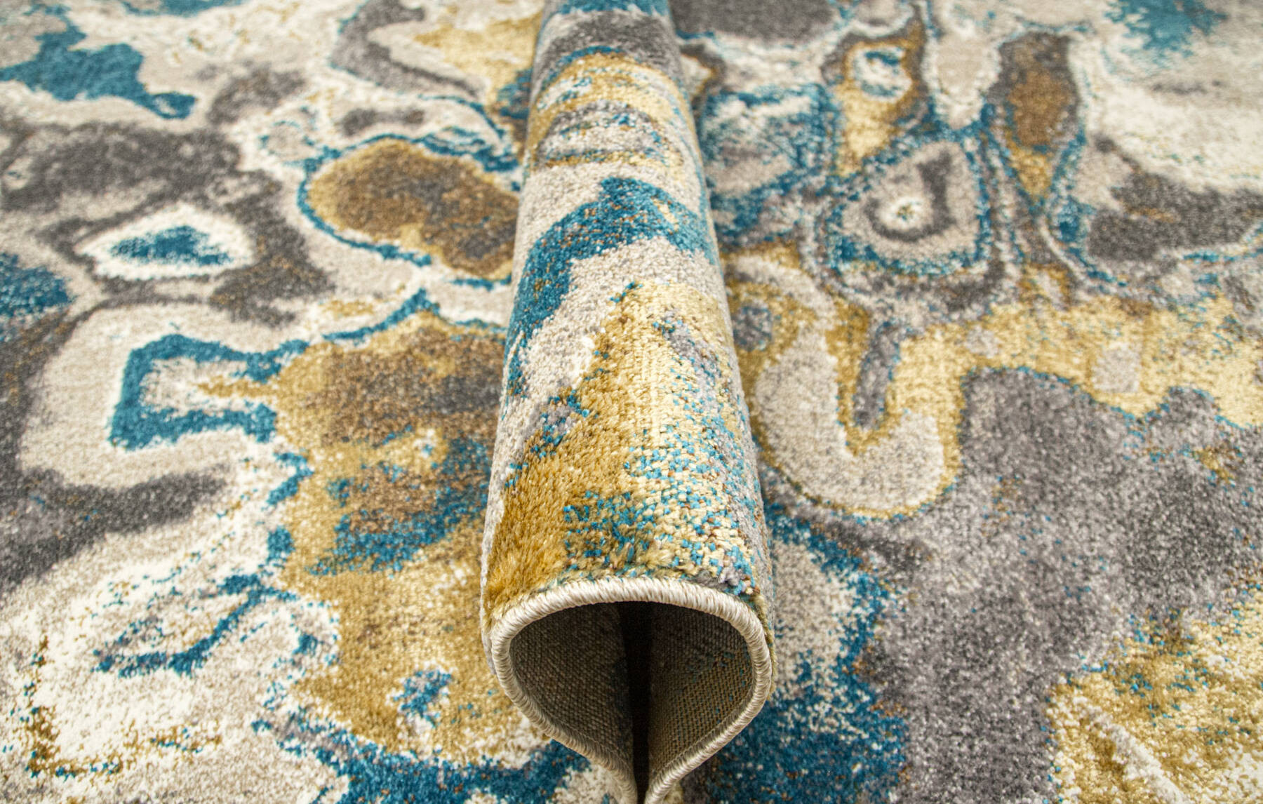 Koberec 6761A Zer Lux šedý / tyrkysový / zlatý