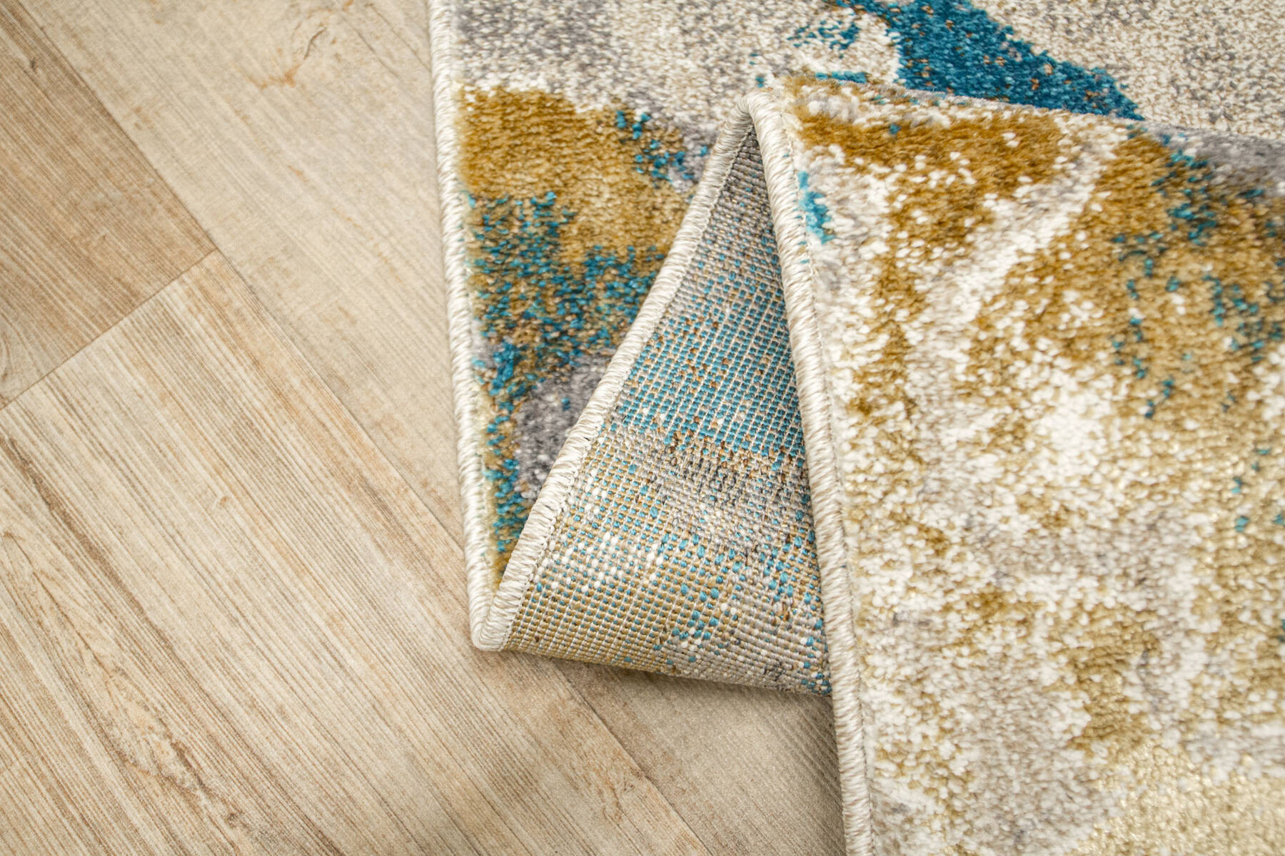 Koberec 6761A Zer Lux šedý / tyrkysový / zlatý