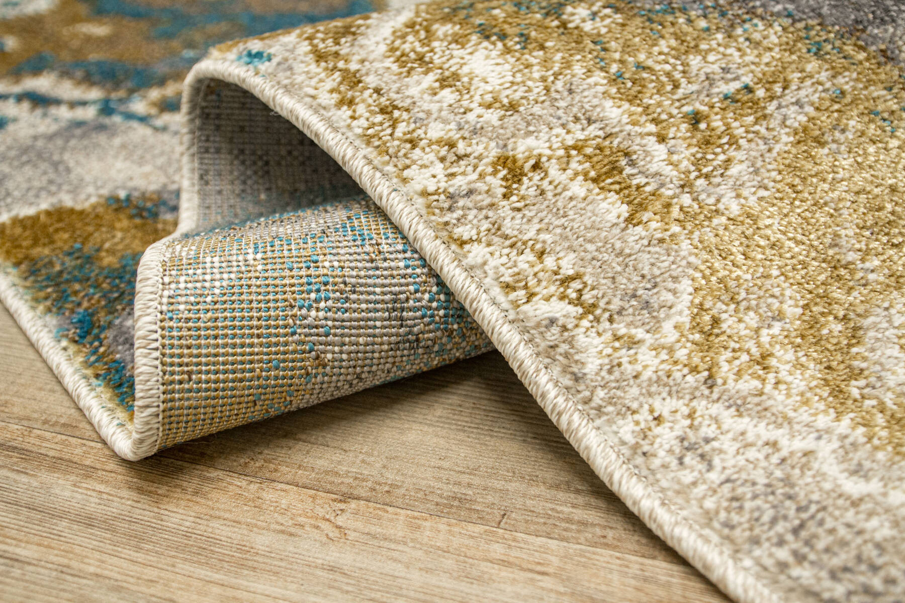 Koberec 6761A Zer Lux šedý / tyrkysový / zlatý