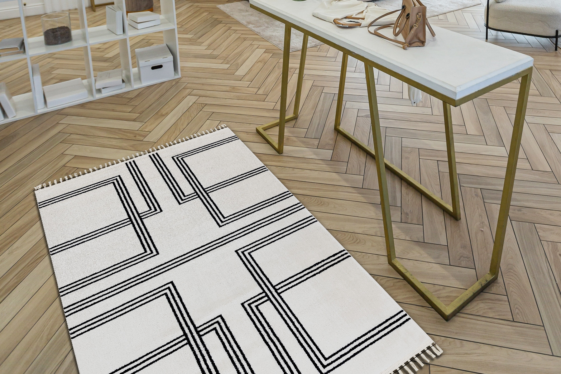 Koberec AMOUR 53091C geometrický / linie, krémový