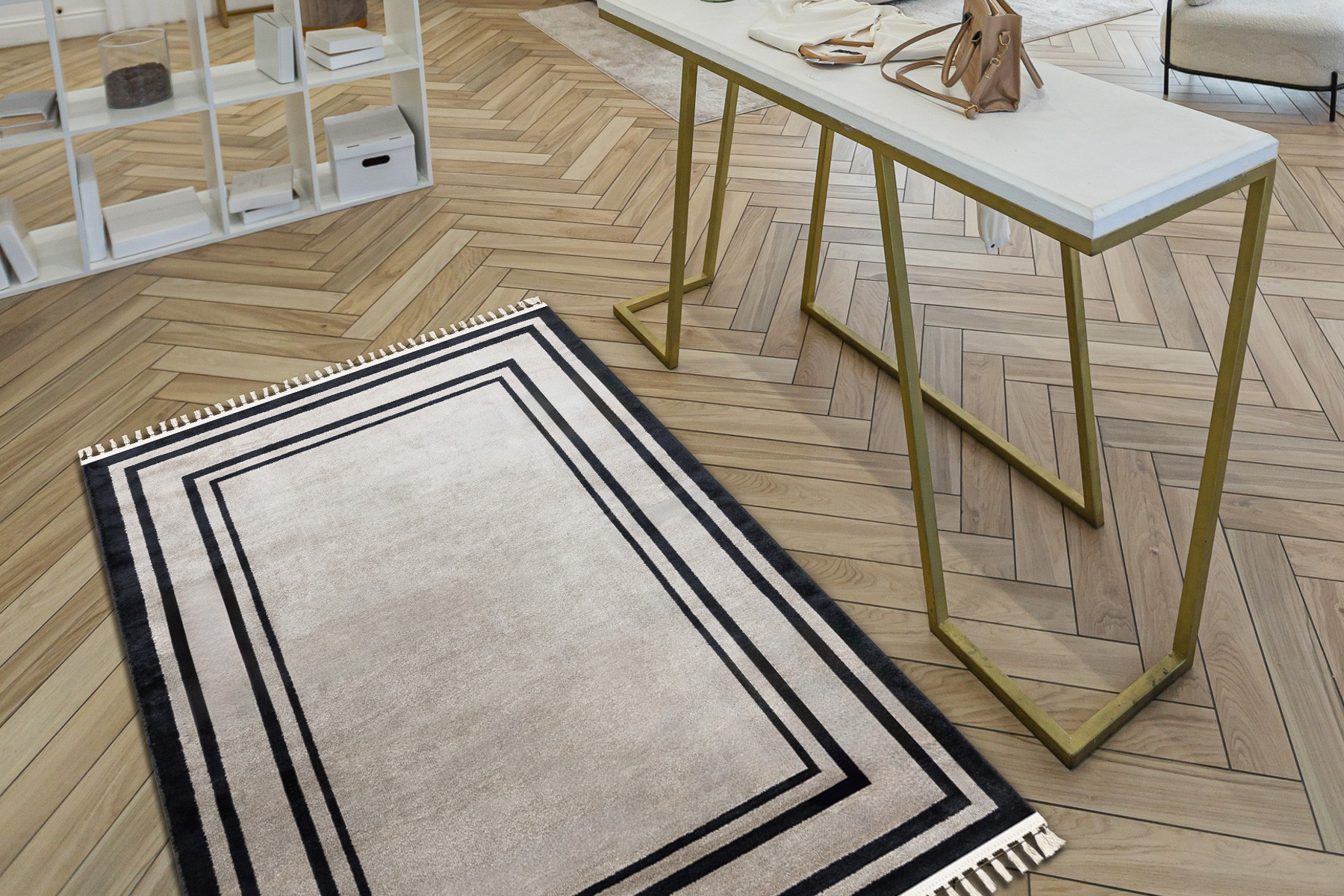 Koberec AMOUR 53104A rám, béžový