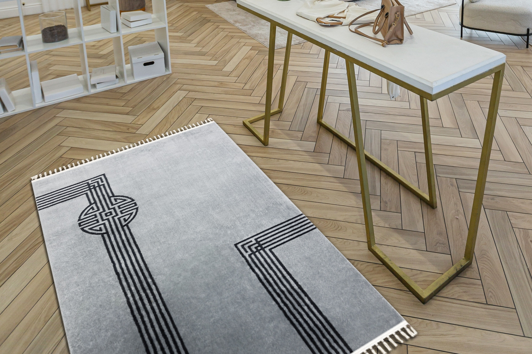 Koberec AMOUR 53116D geometrický / linie, šedý