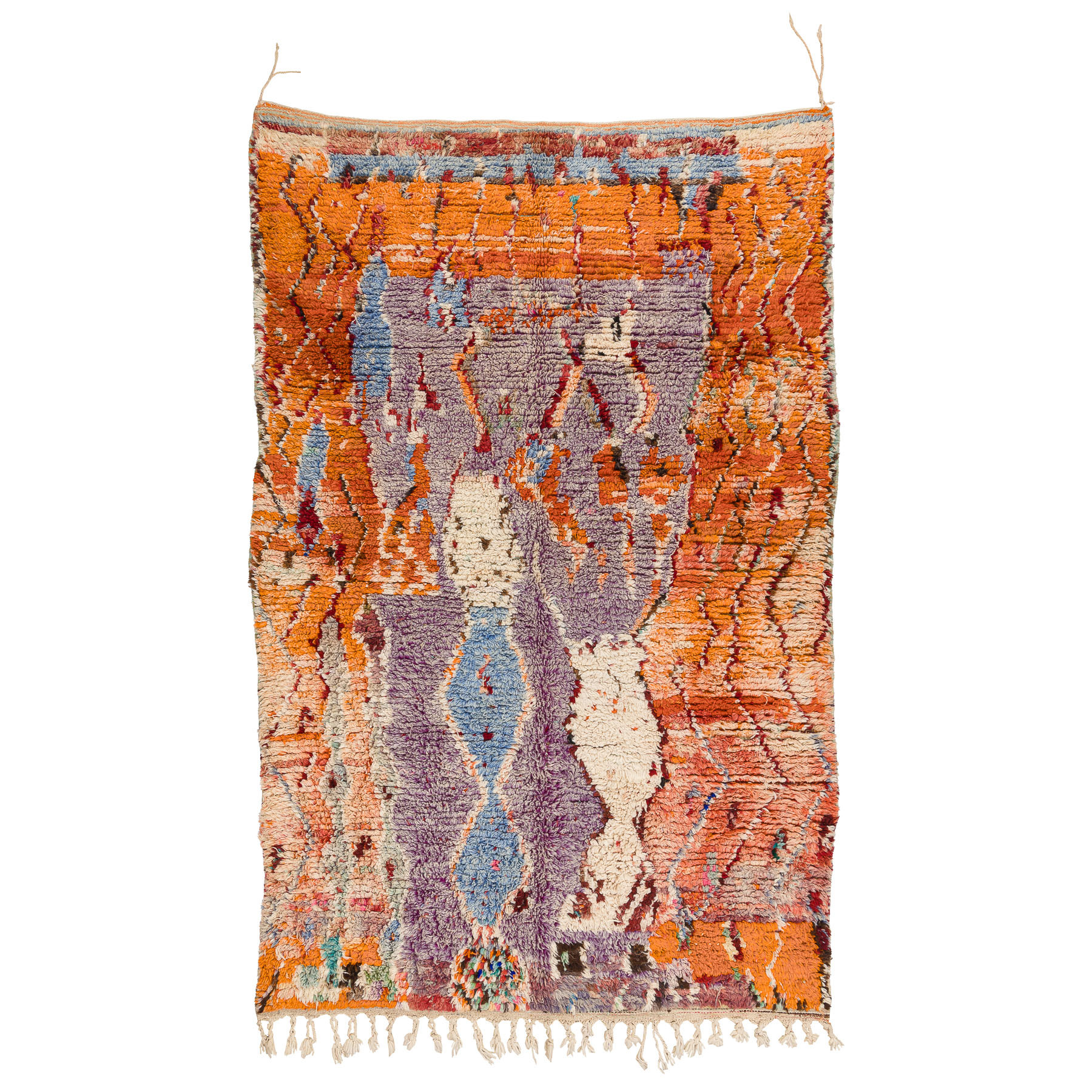 Ručně tkaný vlněný koberec BERBER BJ1020 Boujaad berber Boho, béžový / oranžový