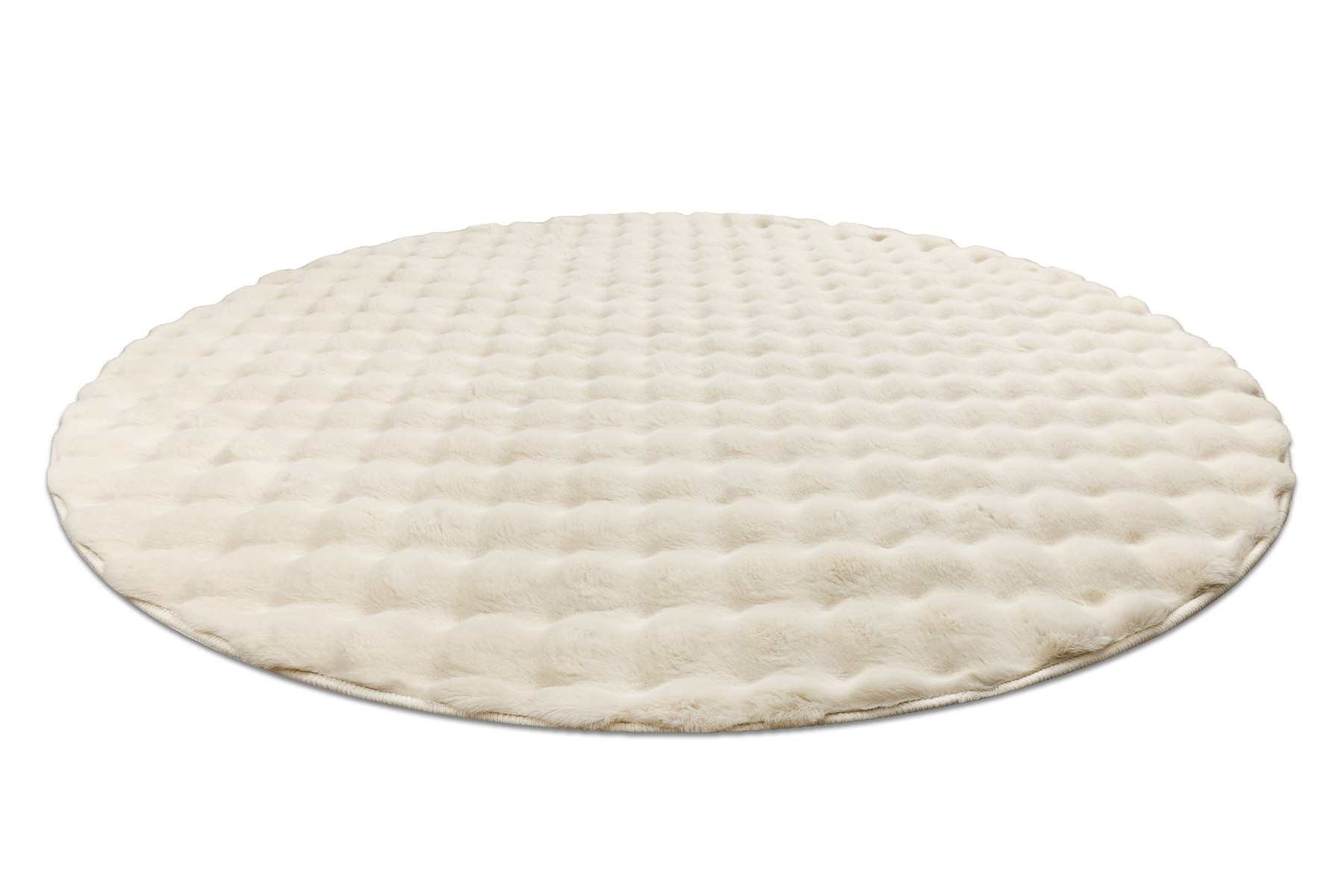 Koberec BUBBLE slonová kost 12 strukturální 3D, kruh