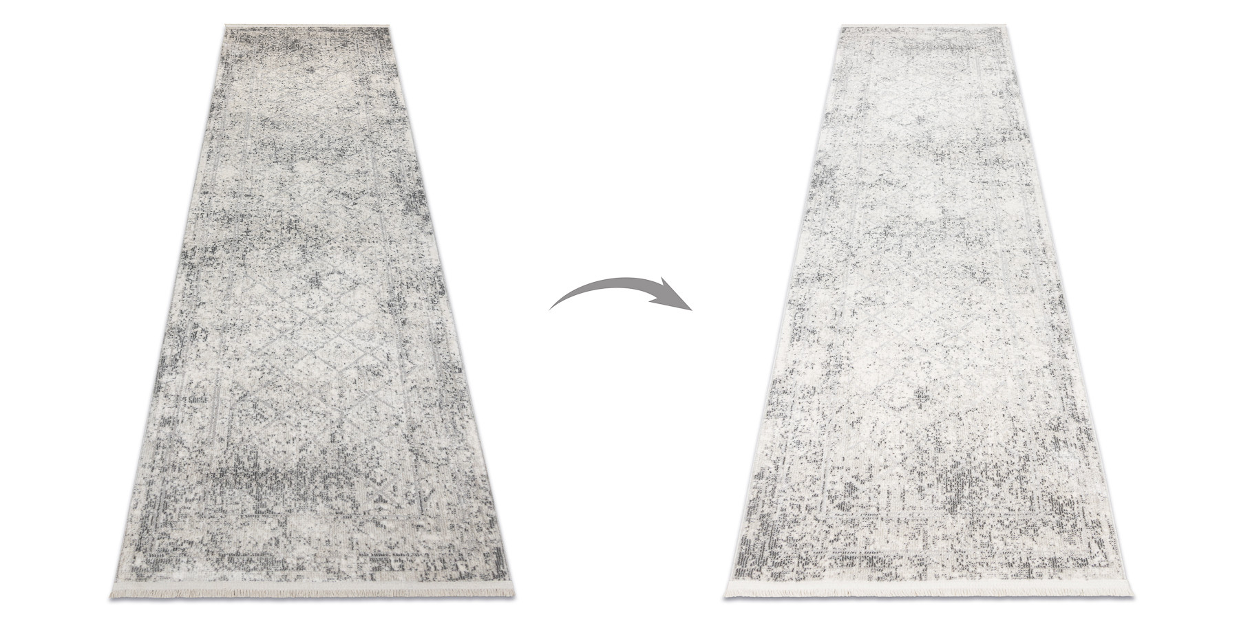 Koberec / běhoun DISTIN 0200A šedý / světle šedý / bílý