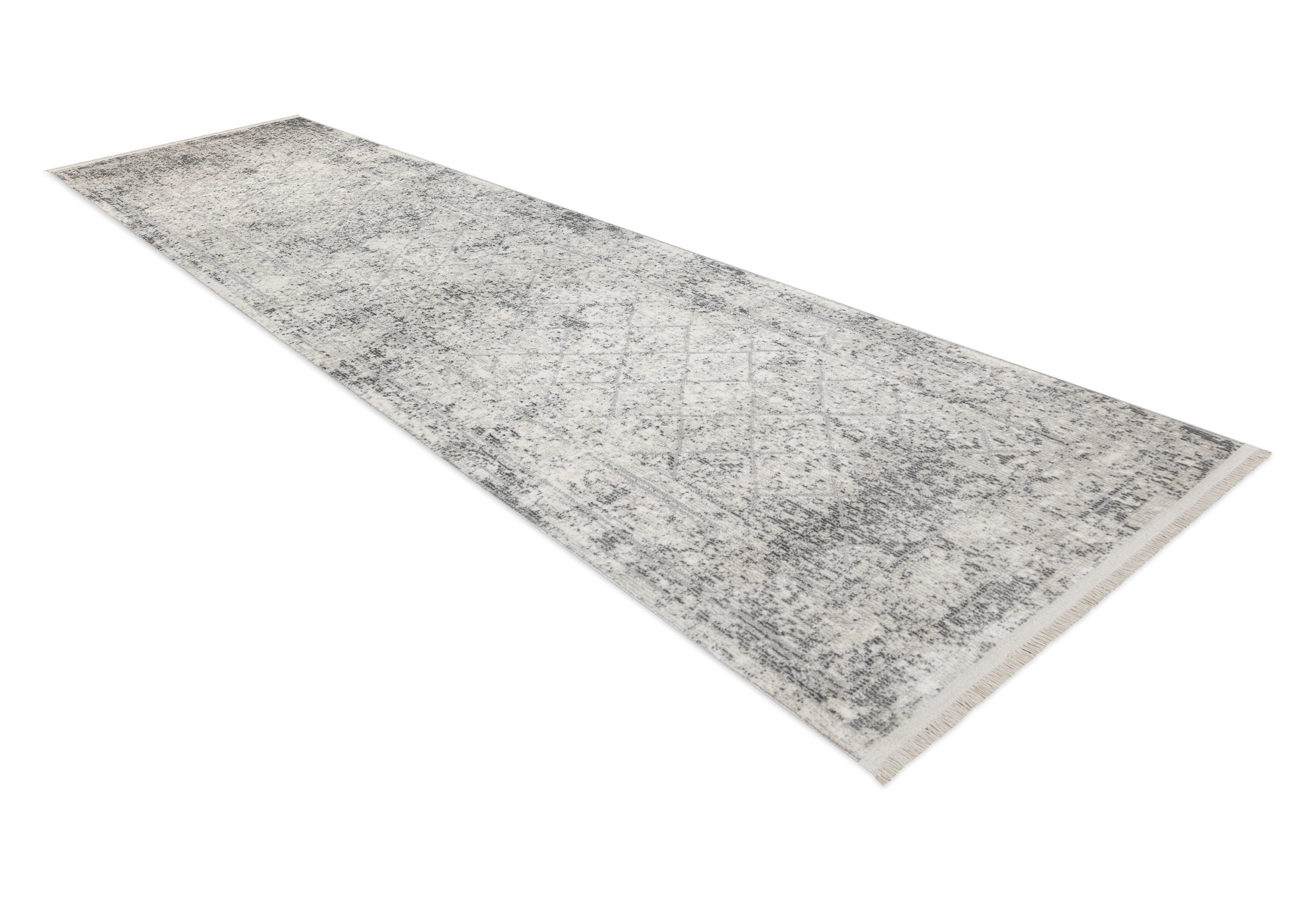 Koberec / běhoun DISTIN 0200A šedý / světle šedý / bílý