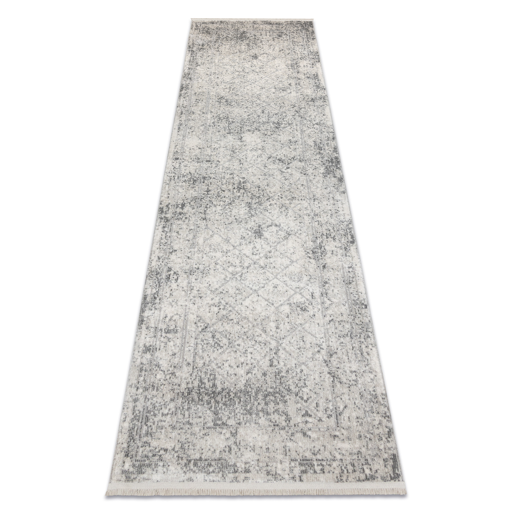 Koberec / běhoun DISTIN 0200A šedý / světle šedý / bílý