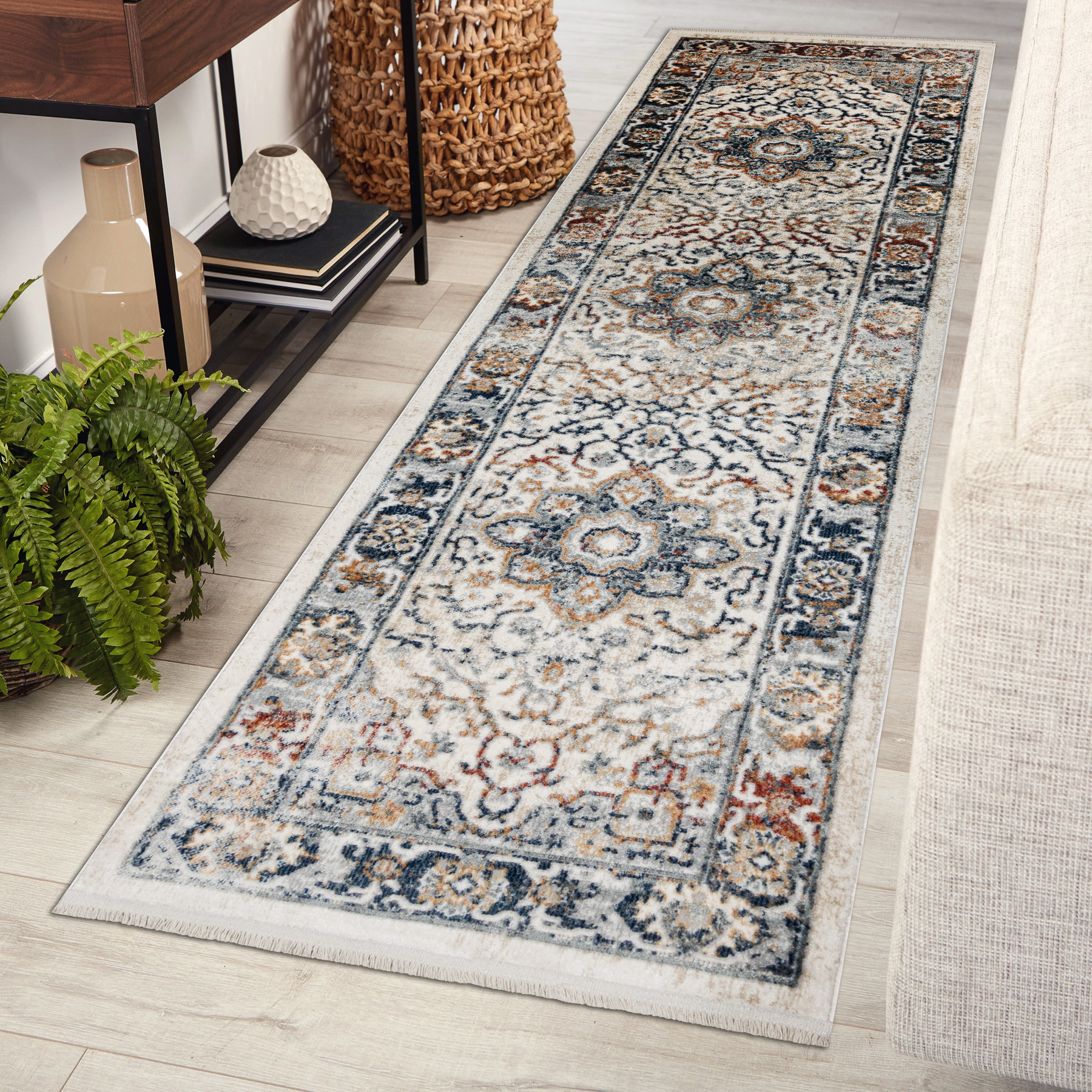 Koberec / běhoun DISTIN 0834A granátový / modrý / žlutý / terrakota