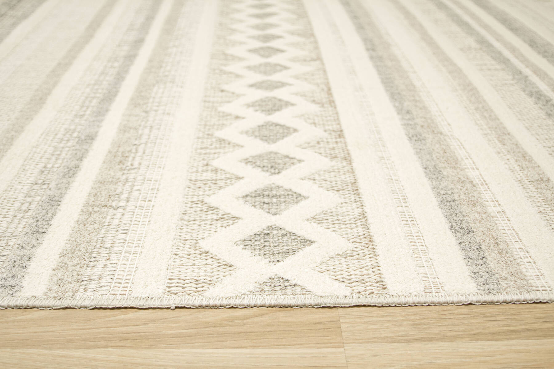 Koberec Cotton C102 Etno / kosočtverce, krémový / šedý / béžový
