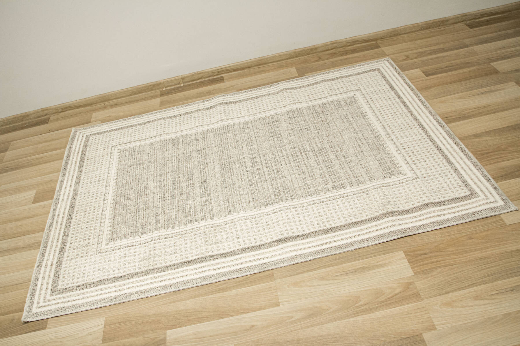 Koberec Cotton C117 rám, krémový / šedý