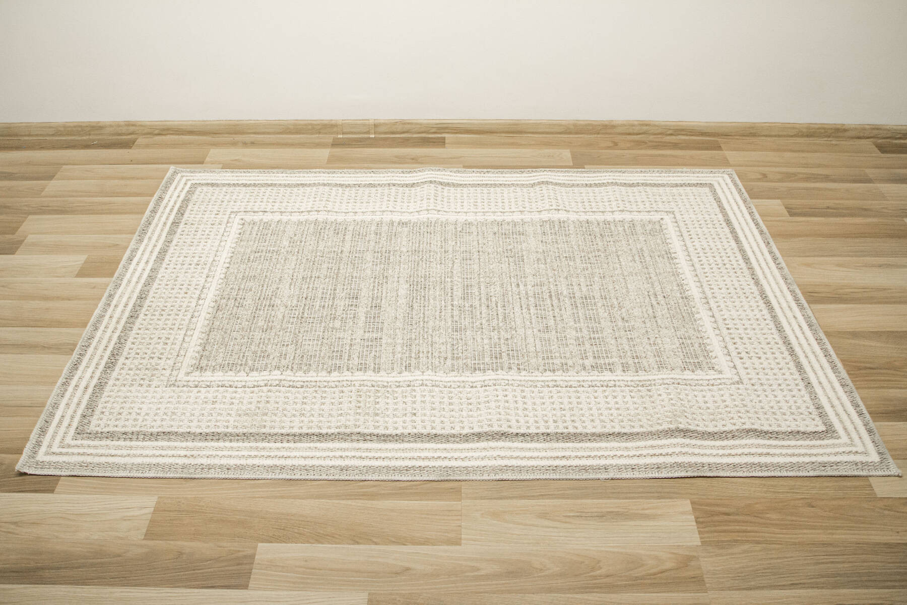 Koberec Cotton C117 rám, krémový / šedý