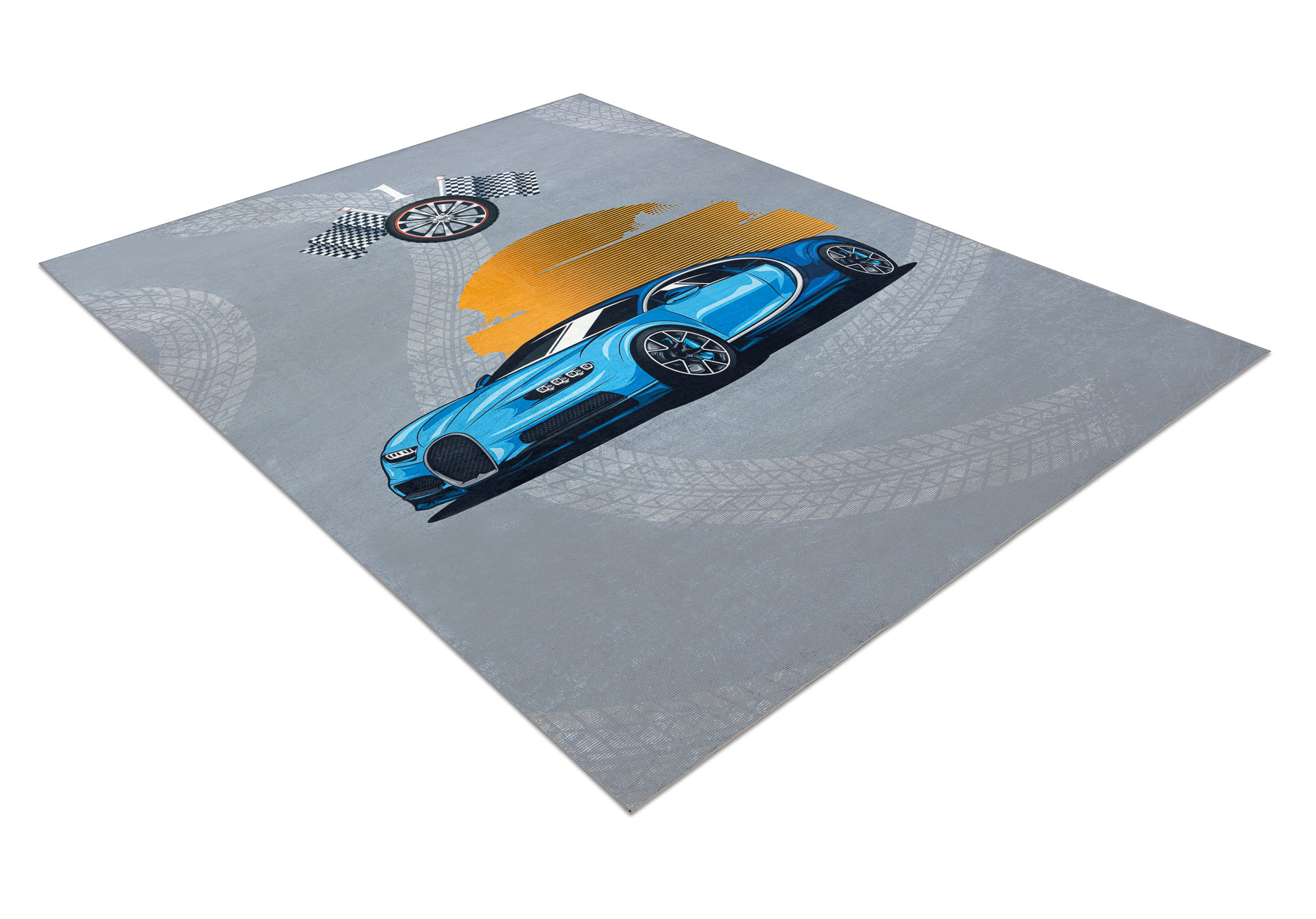Dětský koberec protiskluzový BAMBINO 41730 Auto, šedý / modrý
