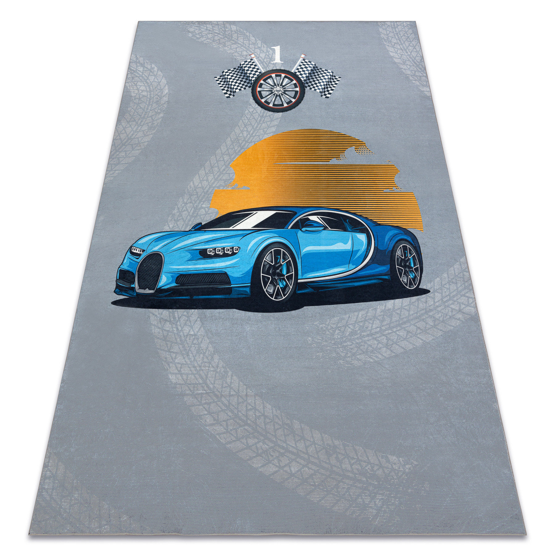 Dětský koberec protiskluzový BAMBINO 41730 Auto, šedý / modrý
