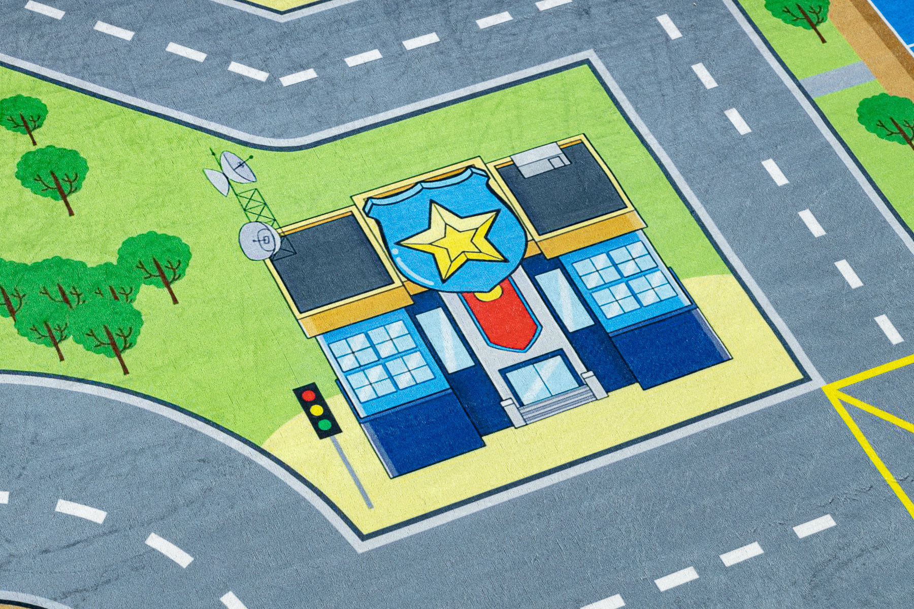Dětský koberec protiskluzový BAMBINO 9028 město, zelený / šedý