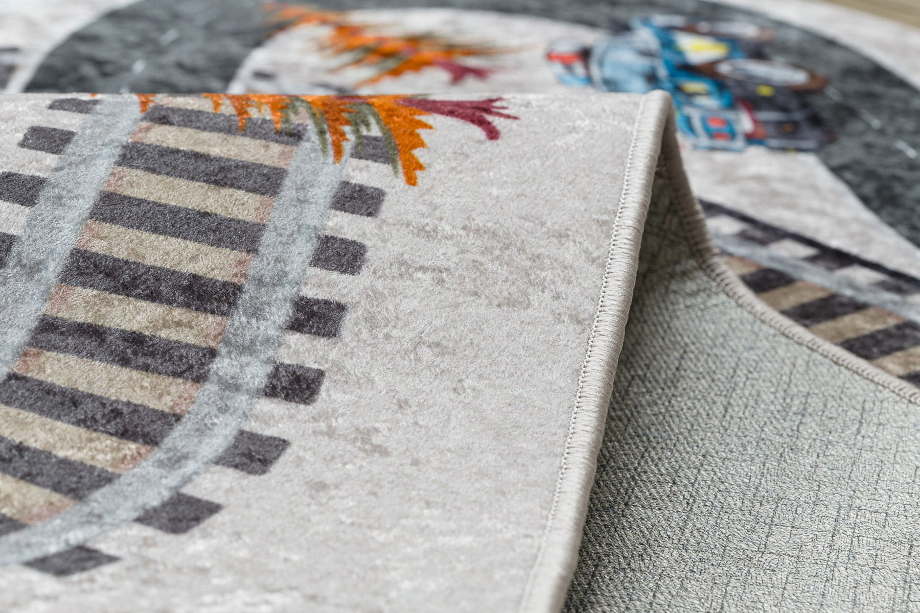 Koberec JUNIOR 51986.803 dráhy / lokomotiva, šedý