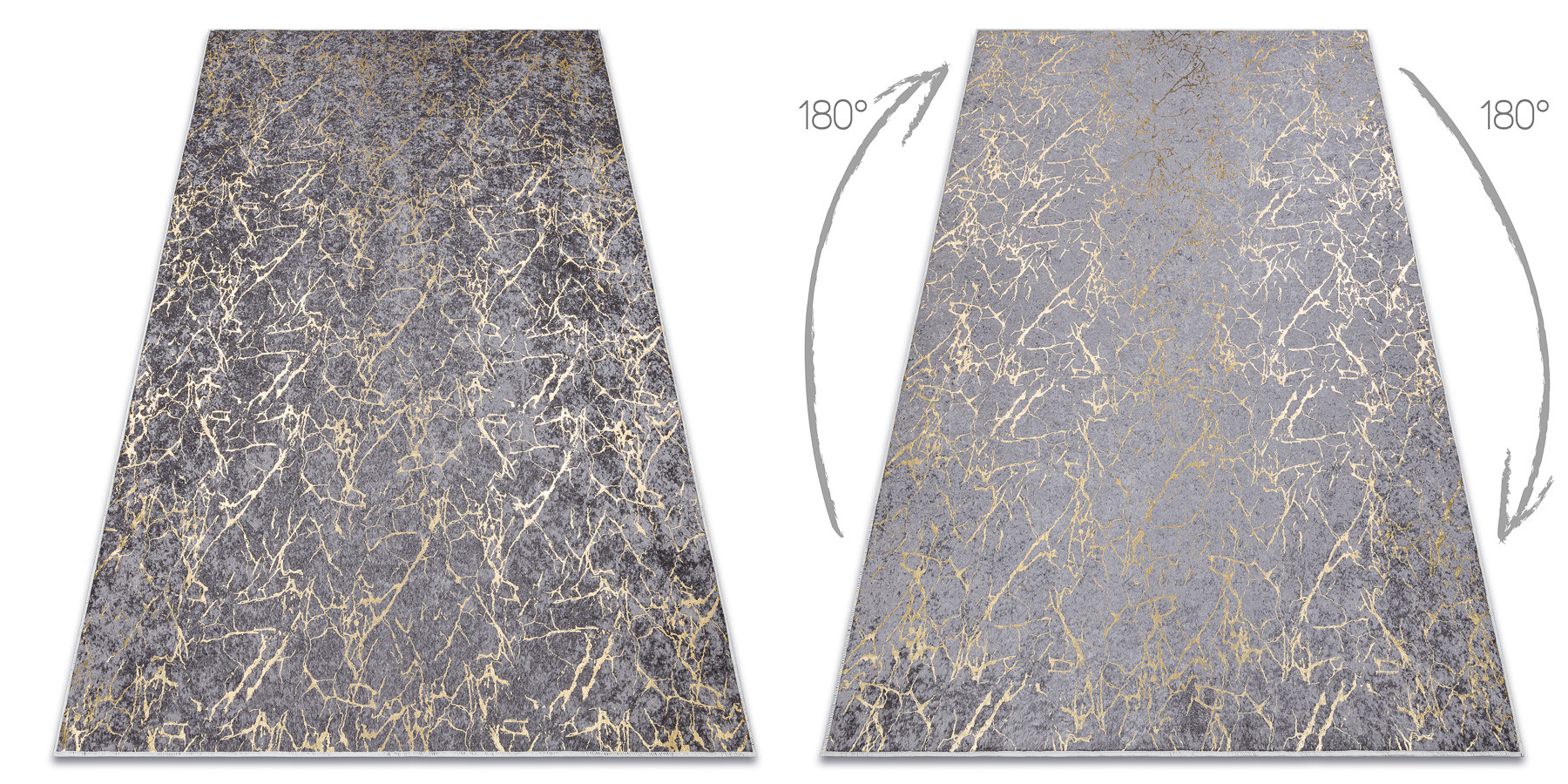 Koberec MIRO 11111.2103 mramor / glamour, tmavě šedý / zlatý