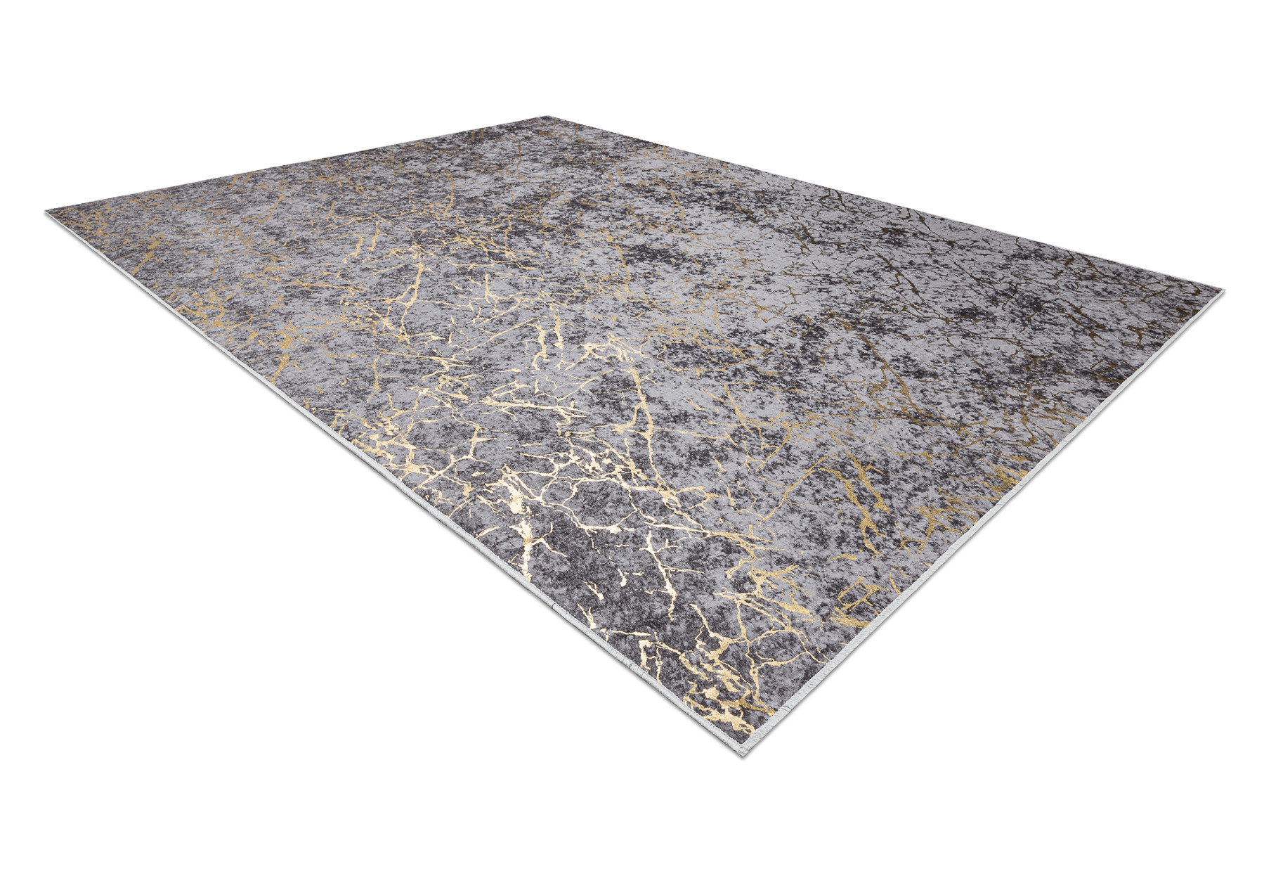 Koberec MIRO 11111.2103 mramor / glamour, tmavě šedý / zlatý