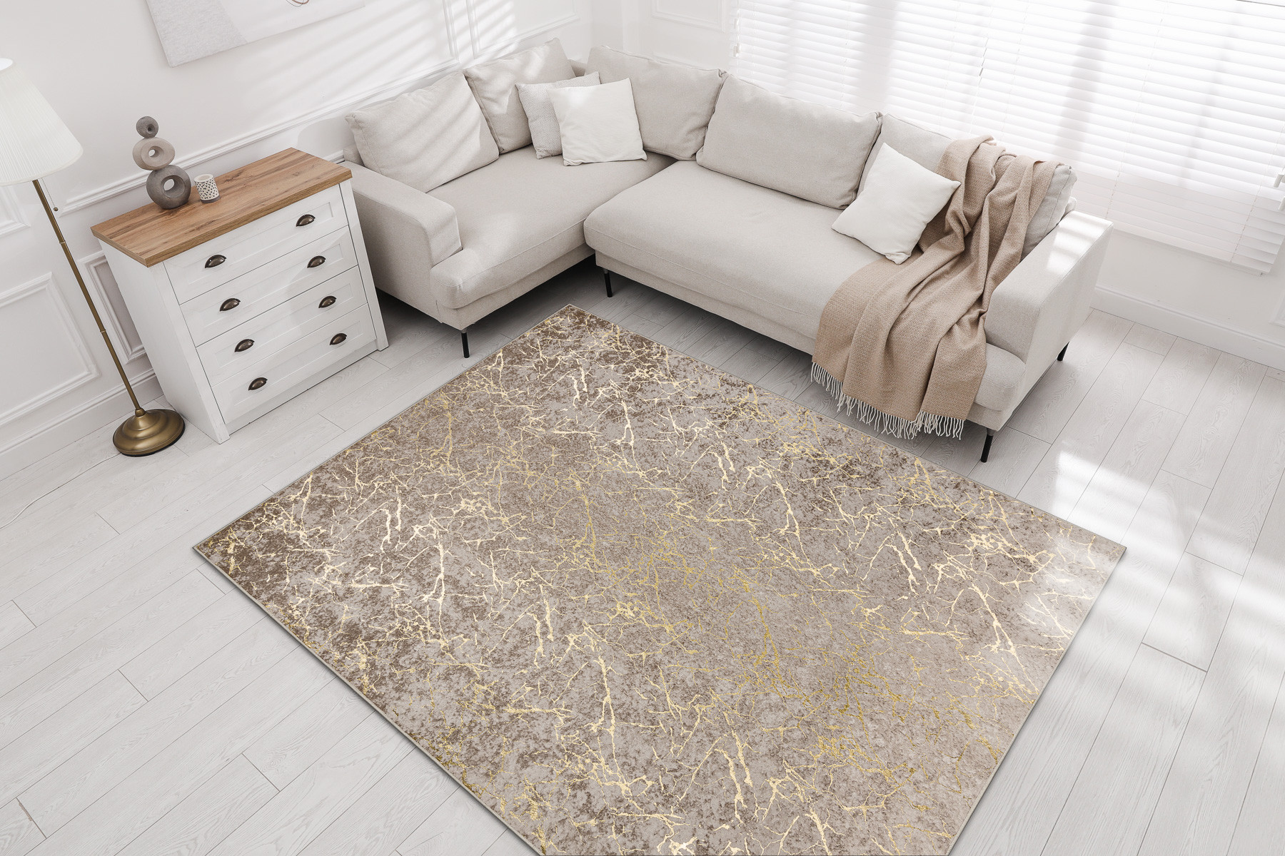 Koberec MIRO 11111.2104 mramor / glamour, béžový / zlatý