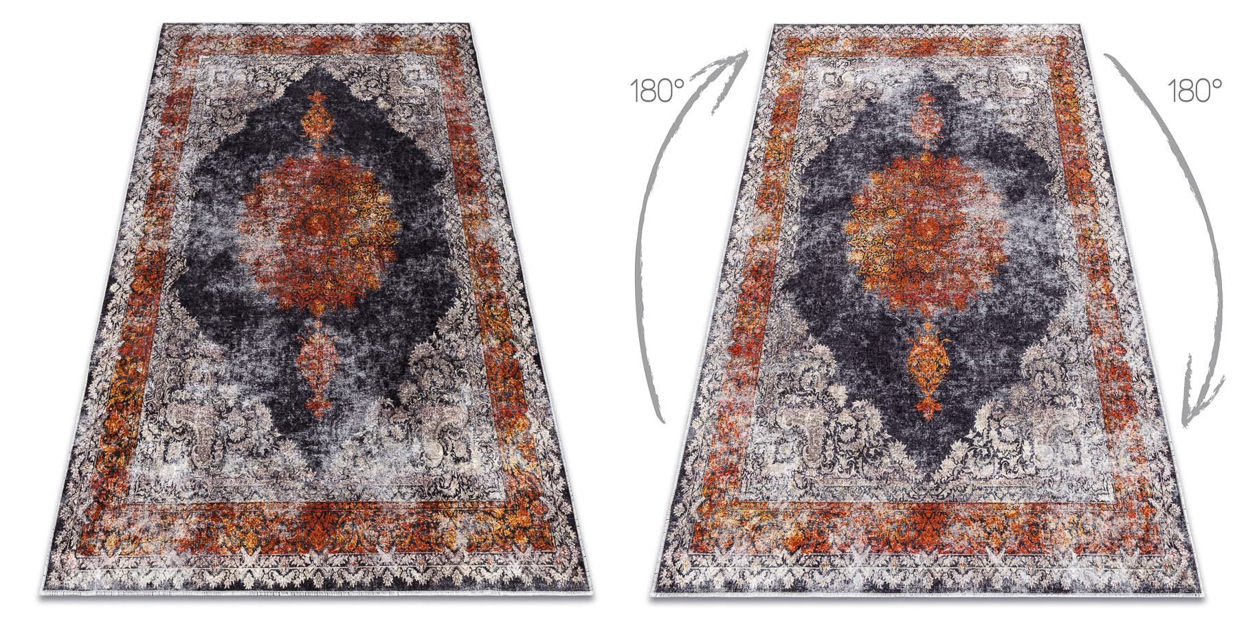 Koberec MIRO 51186.808 Rozeta, ramka - granát/měděný