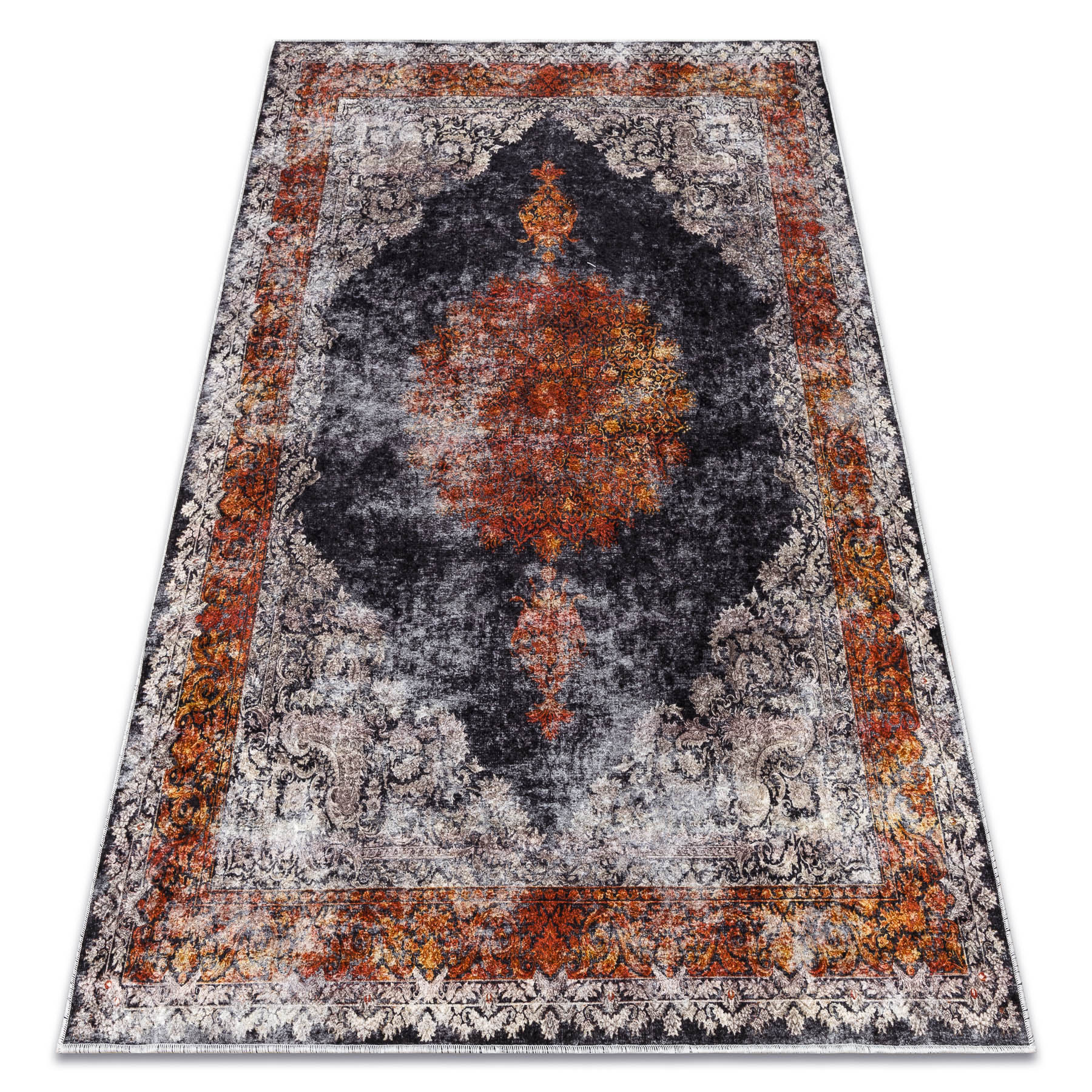 Koberec MIRO 51186.808 Rozeta, ramka - granát/měděný