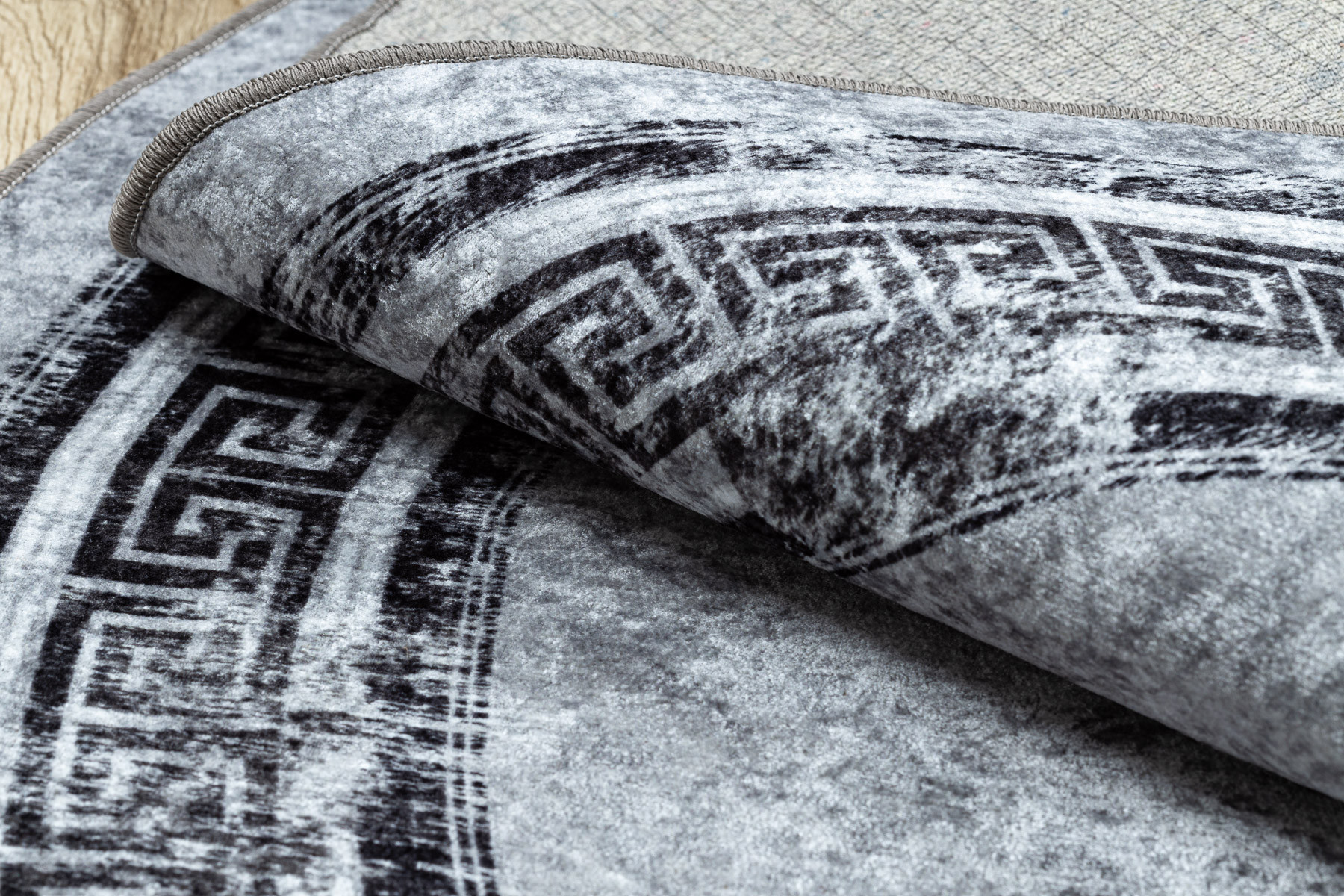 Koberec MIRO 51254.802 mramor / řecký, šedý / černý kruh