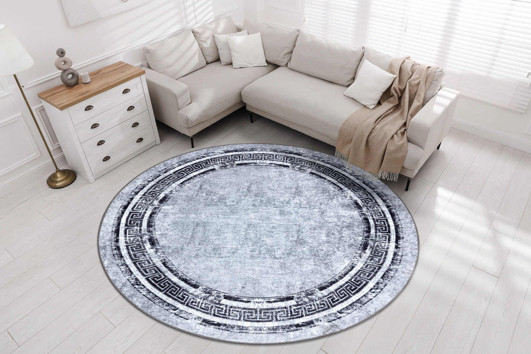 Koberec MIRO 51254.802 mramor / řecký, šedý / černý kruh