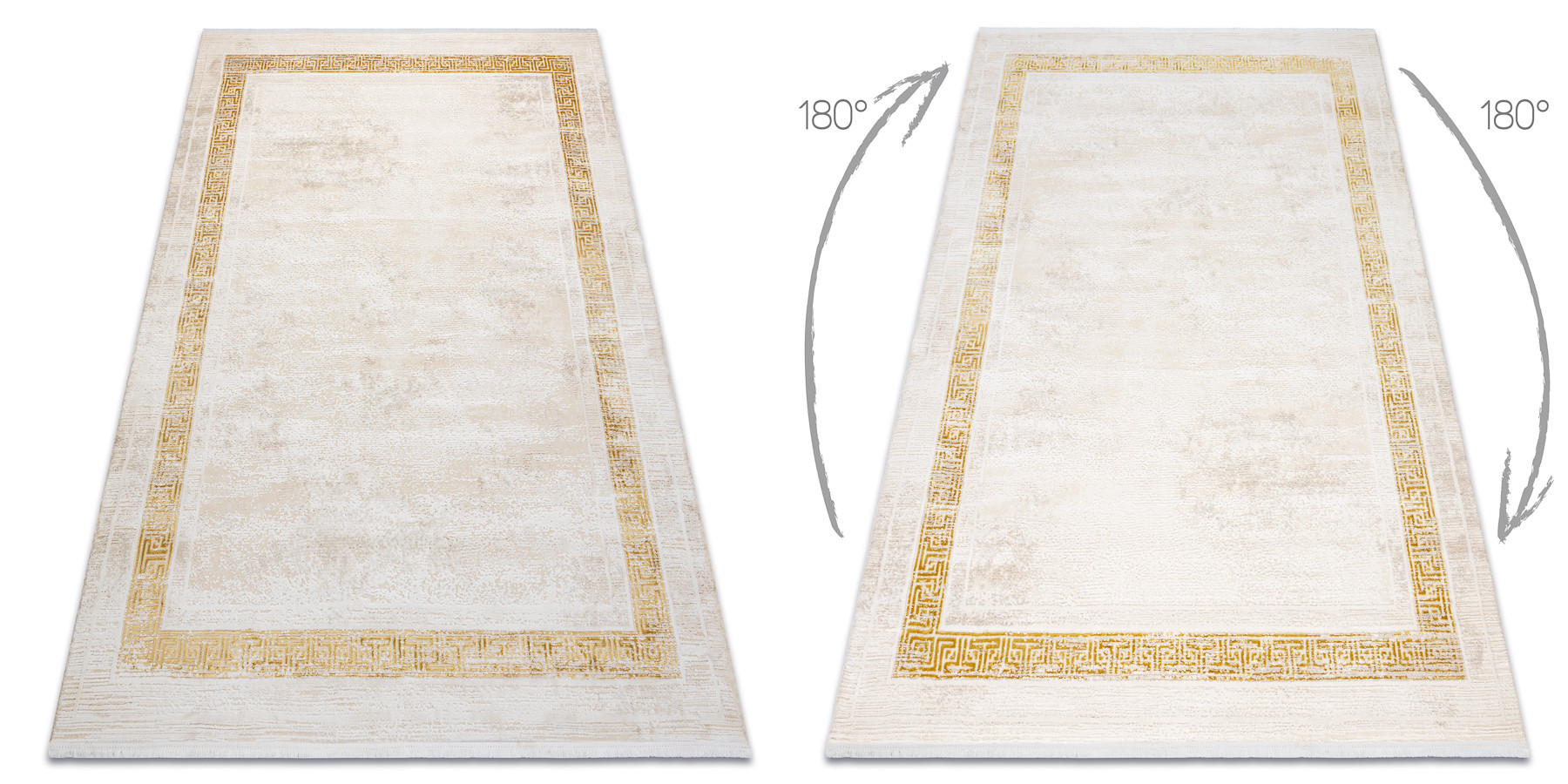 Koberec DUKE 51524 krémový / zlatý, rám / řecký / třásně
