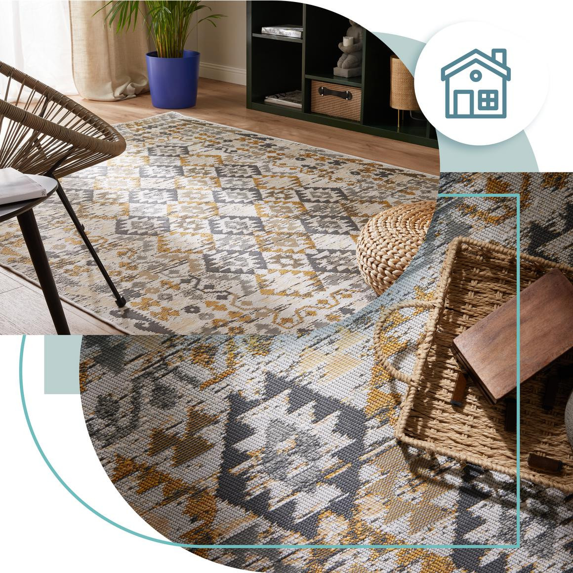 Oboustranný koberec Echo Aztec Grey