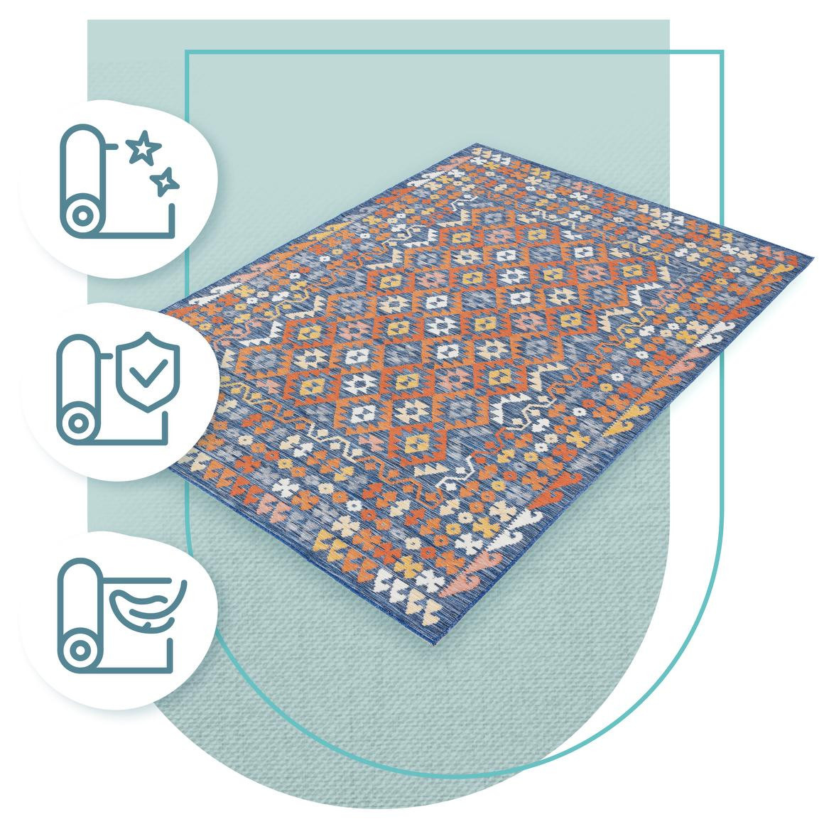 Oboustranný koberec Echo Aztec Navy