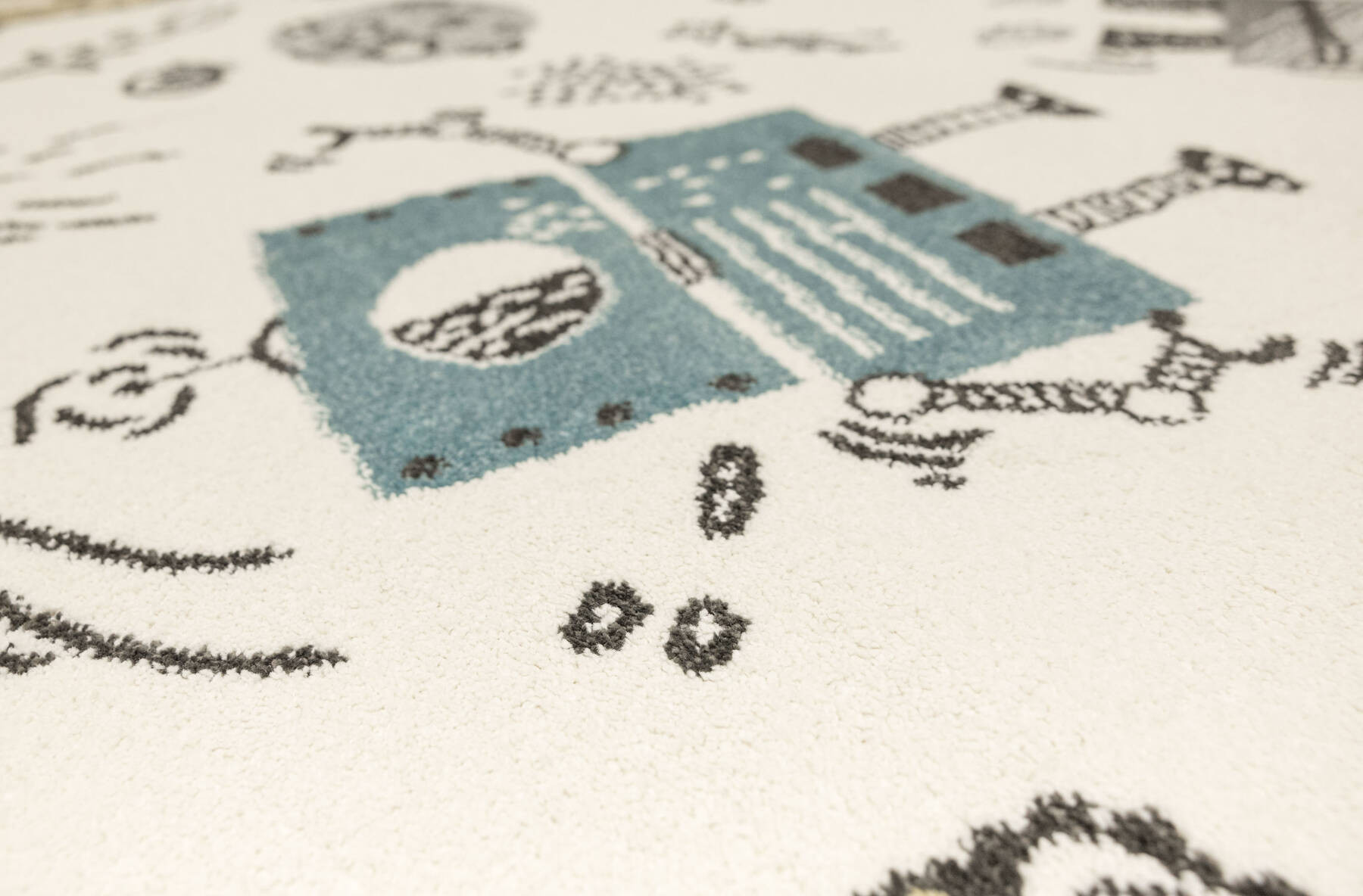 Koberec Lima G931A roboty, krémový / pastelově tyrkysový