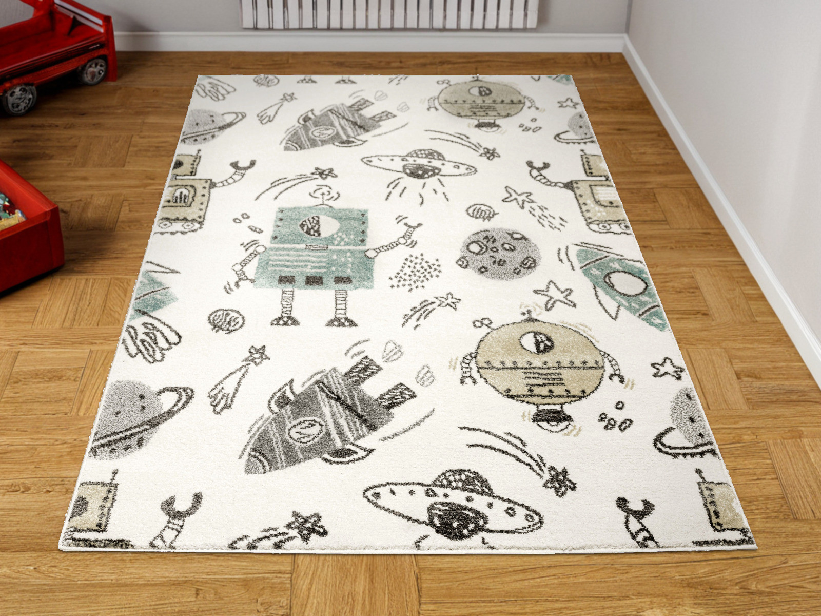 Koberec Lima G931A roboty, krémový / pastelově tyrkysový